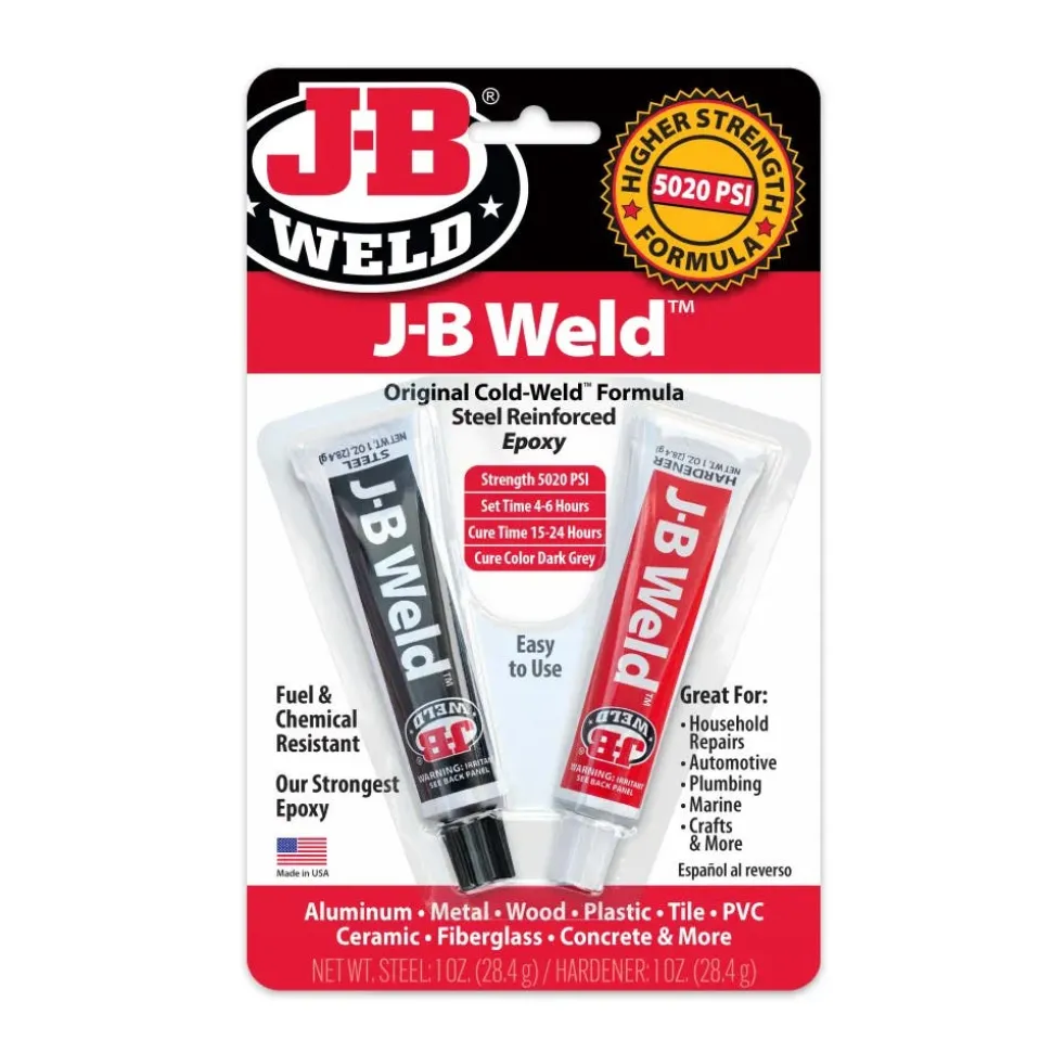 J-B Weld Cold Weld Two-Part Epoxy (Repair Metal, Fiberglass, Plastic) - 2 oz 8265S