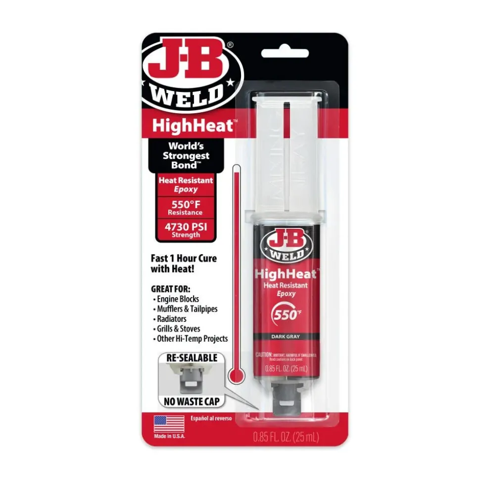 J-B Weld HighHeat Syringe Cold Weld Epoxy (Repair Metal, Fiberglass, Fuel Resistant) 50197