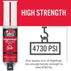 J-B Weld HighHeat Syringe Cold Weld Epoxy (Repair Metal, Fiberglass, Fuel Resistant) 50197