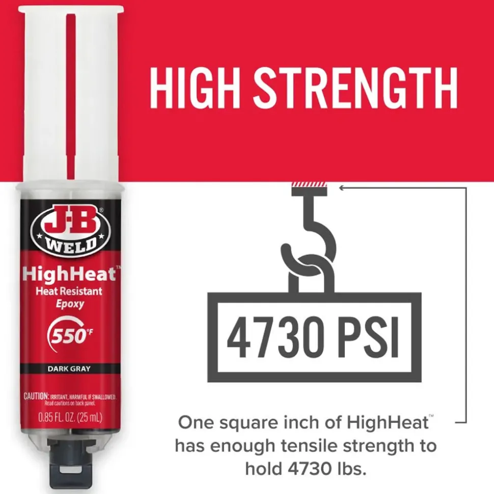 J-B Weld HighHeat Syringe Cold Weld Epoxy (Repair Metal, Fiberglass, Fuel Resistant) 50197