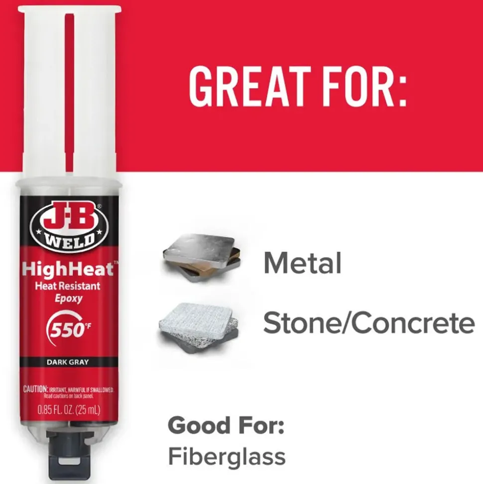 J-B Weld HighHeat Syringe Cold Weld Epoxy (Repair Metal, Fiberglass, Fuel Resistant) 50197