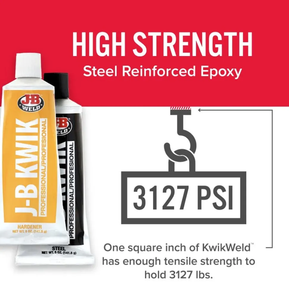 J-B Weld KwikWeld Cold Weld Two-Part Epoxy (Repair Metal, Fiberglass, Plastic) Pro Size 10 oz 8271