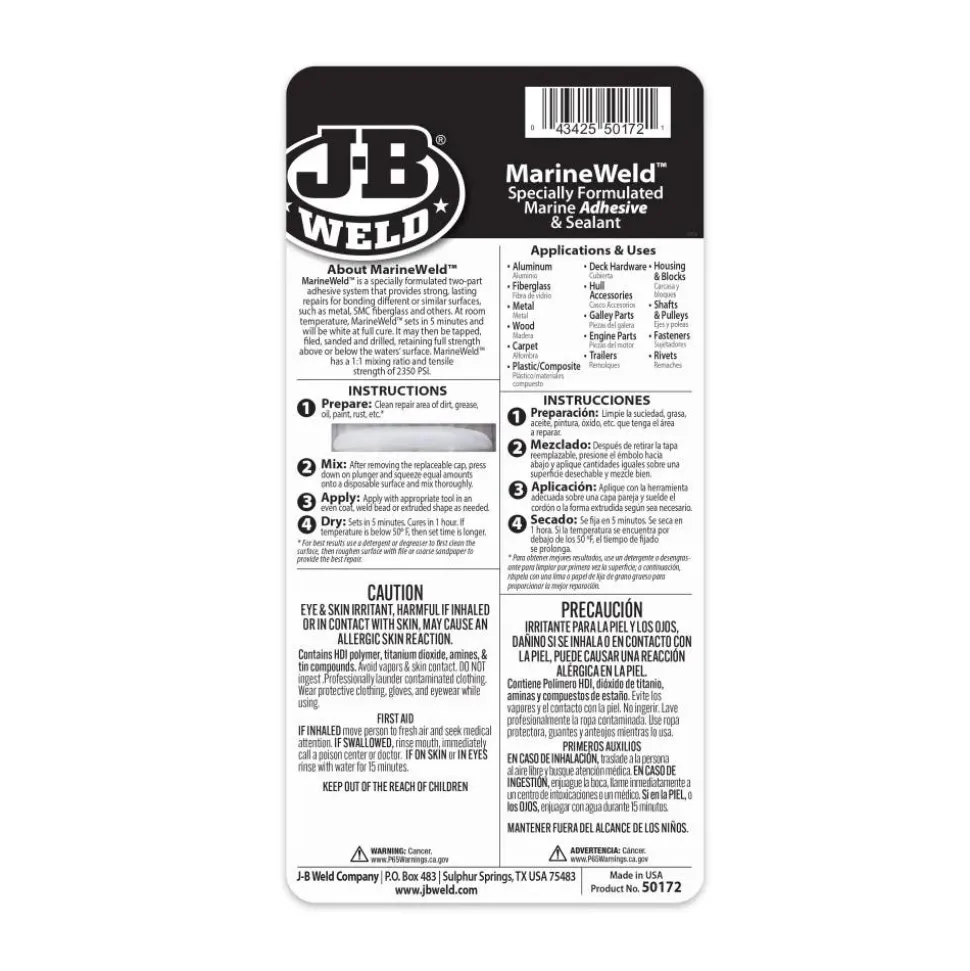 J-B Weld MarineWeld Syringe Cold Weld Epoxy (Repair Metal, Fiberglass, Plastic) 50172