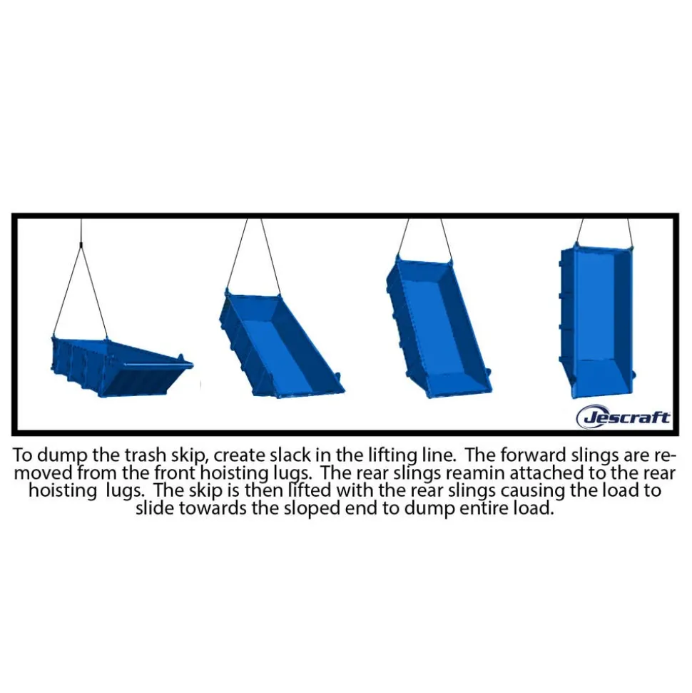 Jescraft Trash Skip Container - 2 Cu. Yards with Integrated Fork Pockets TSC-842