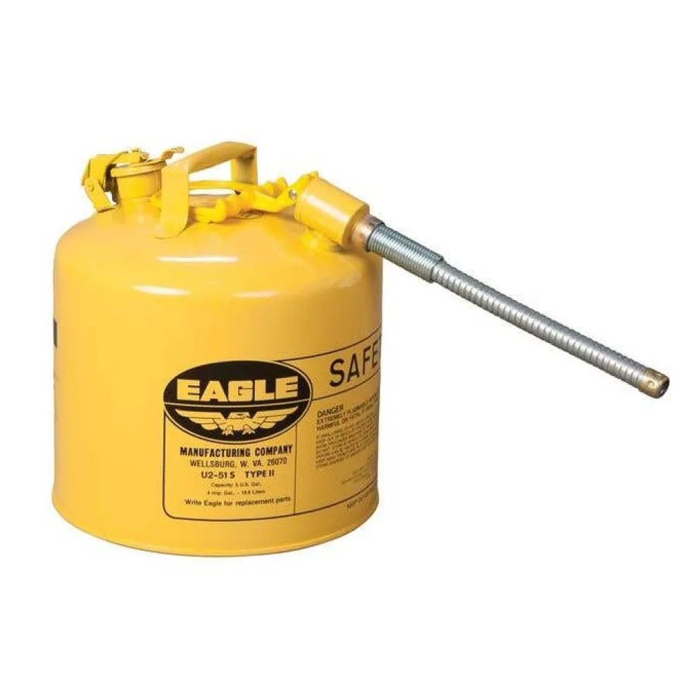 Justrite 5 Gallon, 7/8" Metal Hose, Type II Steel Safety Can for Diesel U251SY