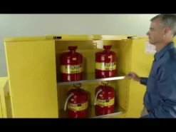 Justrite 45 Gallon, 2 Shelves Self-Close Yellow Flammable Cabinet 894520