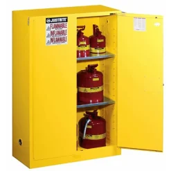 Justrite 45 Gallon, 2 Shelves Self-Close Yellow Flammable Cabinet 894520