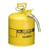 Justrite Type II AccuFlow Steel Safety Can For Diesel 5 Gallon;1-Inch Metal Hose Yellow 7250230