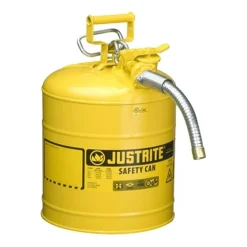 Justrite Type II AccuFlow Steel Safety Can For Diesel 5 Gallon;1-Inch Metal Hose Yellow 7250230