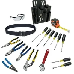 Klein 18 Piece Electrician's Journeyman Hand Tool Kit with Belt 80118