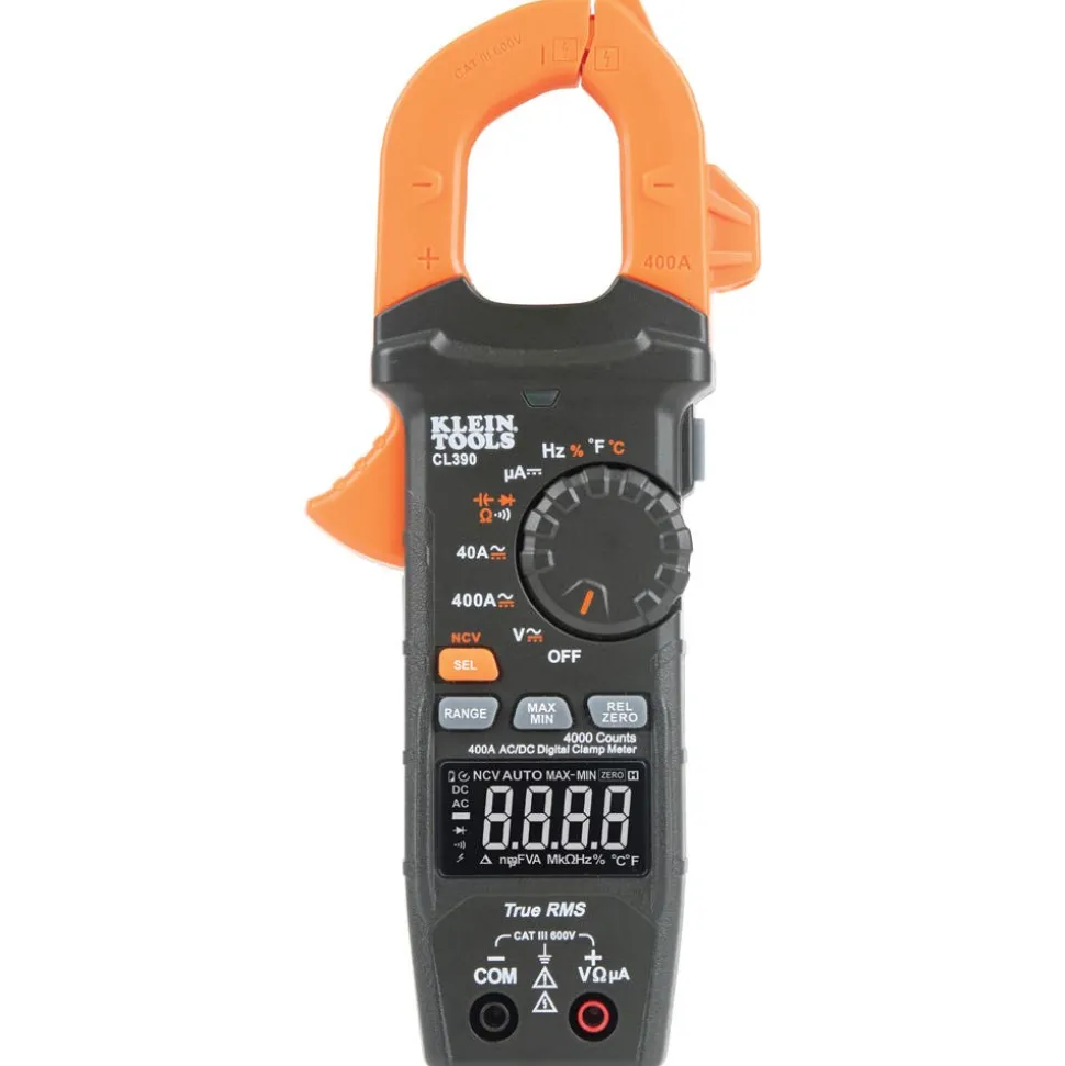 Klein AC/DC Digital Clamp Meter, Auto-Ranging 400 Amp CL390