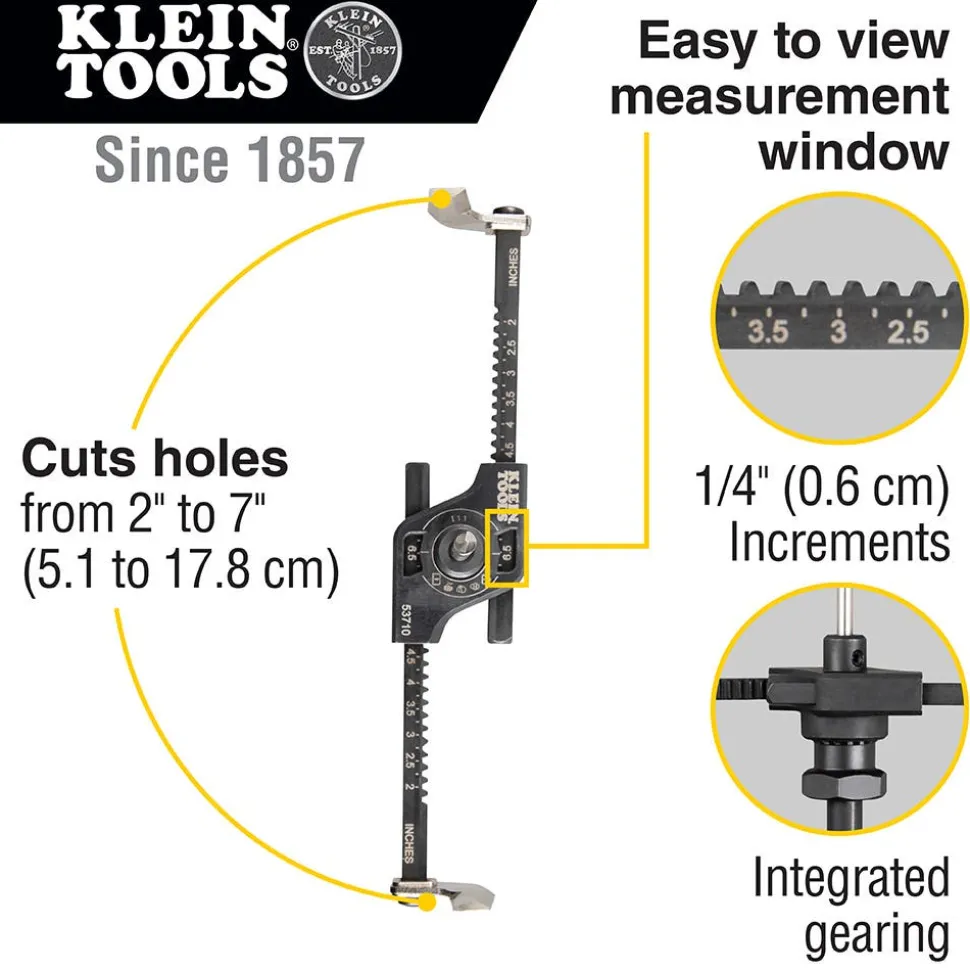 Klein Adjustable Hole Saw with Auto-Set Arms 53710