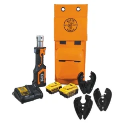 Klein Battery Operated Cordless Cable Cutter/Crimper W/ BG Die/D3 Groove Jaw & /ACSR/EHS Jaw BAT207T4H