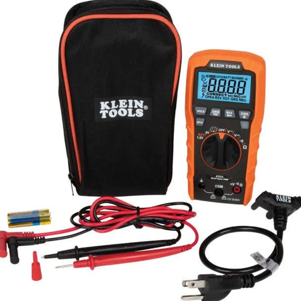 Klein Digital Multi-Tester, Multimeter w/ Receptacle Tester ET270