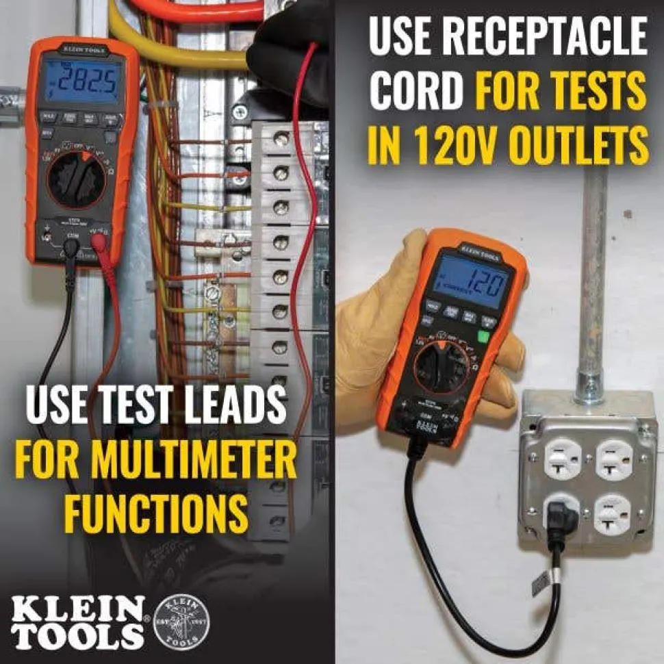 Klein Digital Multi-Tester, Multimeter w/ Receptacle Tester ET270