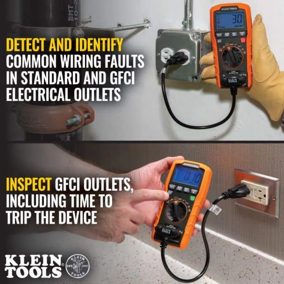 Klein Digital Multi-Tester, Multimeter w/ Receptacle Tester ET270