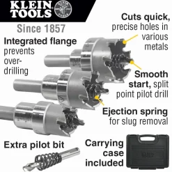 Klein Hole Cutter Kit, Carbide Hole Cutter, 4-Piece 31872