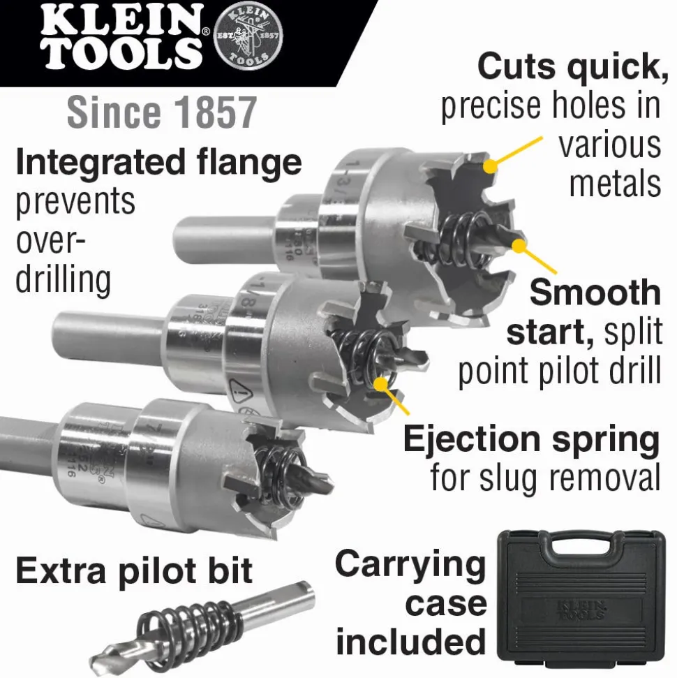 Klein Hole Cutter Kit, Carbide Hole Cutter, 4-Piece 31872