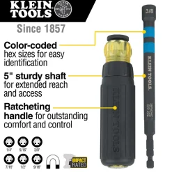Klein Hollow Magnetic Color-Coded Ratcheting Power Nut Drivers, 7-Piece 32950