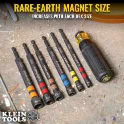 Klein Hollow Magnetic Color-Coded Ratcheting Power Nut Drivers, 7-Piece 32950