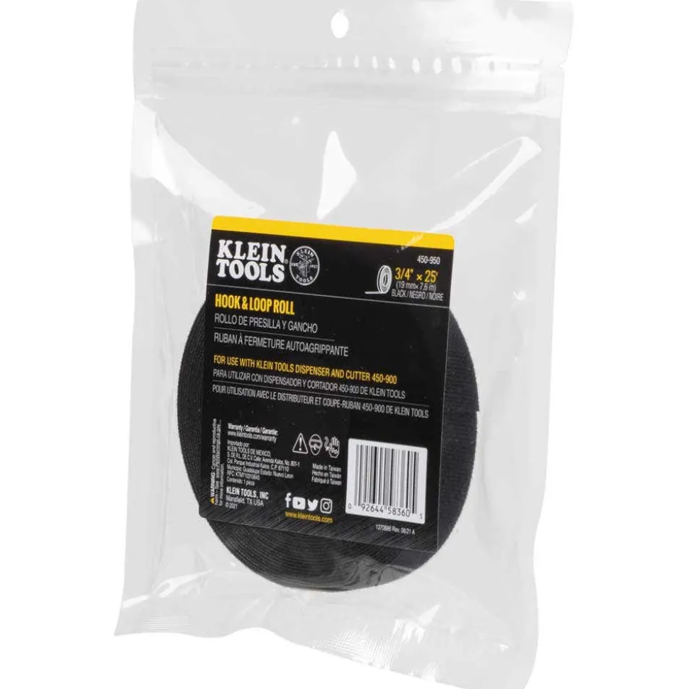Klein Hook and Loop Tape, 3/4", 25', Black, Custom Length Cable Ties 450-950