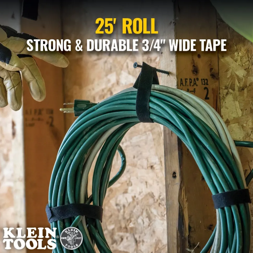 Klein Hook and Loop Tape, 3/4", 25', Black, Custom Length Cable Ties 450-950