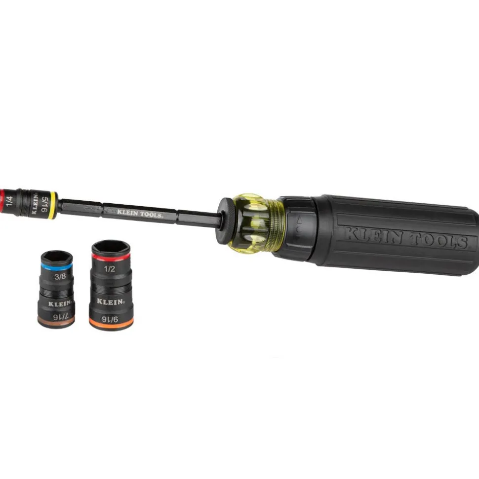 Klein 7-in-1 Impact Rated Flip Socket Set w/ Ratcheting Handle 32910RCHT