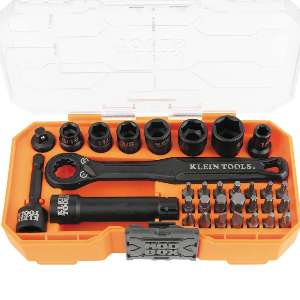 Klein KNECT 1/4" Drive Impact-Rated Pass Through Socket Set, 32-Piece 65300