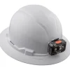 Klein Non-Vented Full Brim Hard Hat w/ Rechargeable Headlamp - White 60406RL
