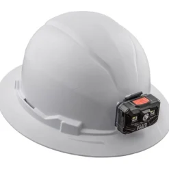 Klein Non-Vented Full Brim Hard Hat w/ Rechargeable Headlamp - White 60406RL