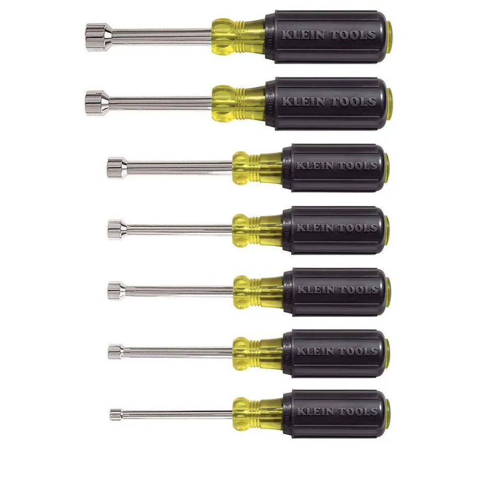 Klein Nut Driver Set, 3" Shafts, Cushion Grip, 7-Piece 631