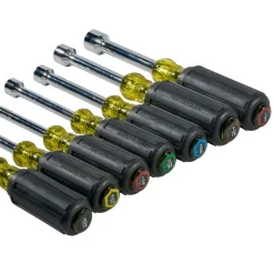 Klein Nut Driver Set, 3" Shafts, Cushion Grip, 7-Piece 631