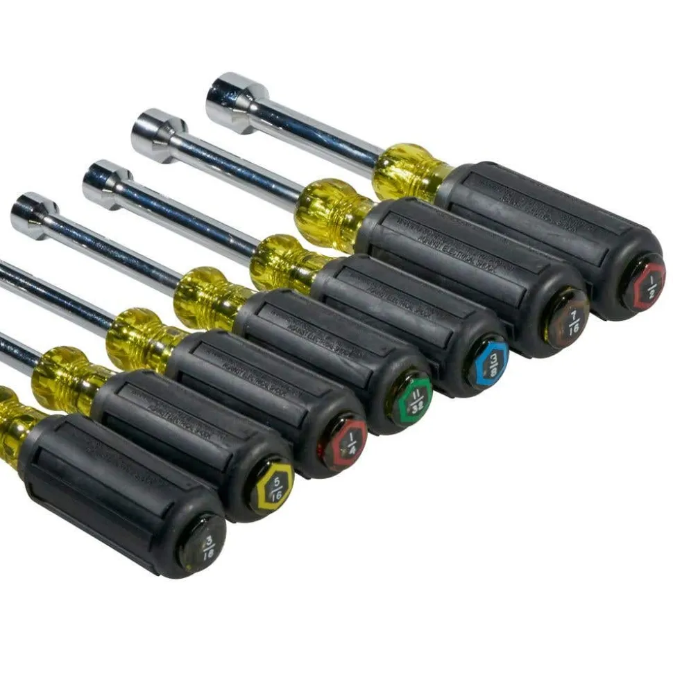 Klein Nut Driver Set, 3" Shafts, Cushion Grip, 7-Piece 631