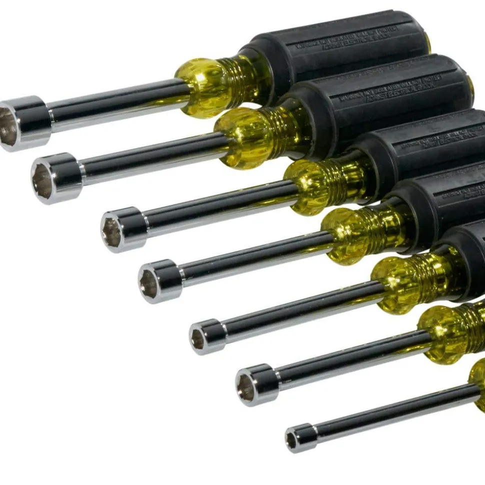 Klein Nut Driver Set, 3" Shafts, Cushion Grip, 7-Piece 631