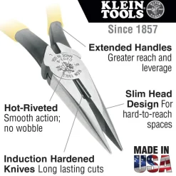 Klein Pliers, Needle Nose Side-Cutters, 6-Inch D203-6