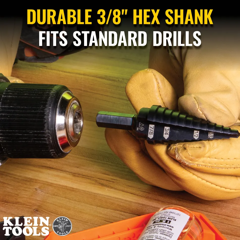 Klein Premium Electrician's 3/8-Inch Hex Step Bit Set, 3 Piece KTSBSPRO