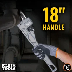 Klein Tools 18" Adjustable Cast Aluminum Pipe Wrench 68225