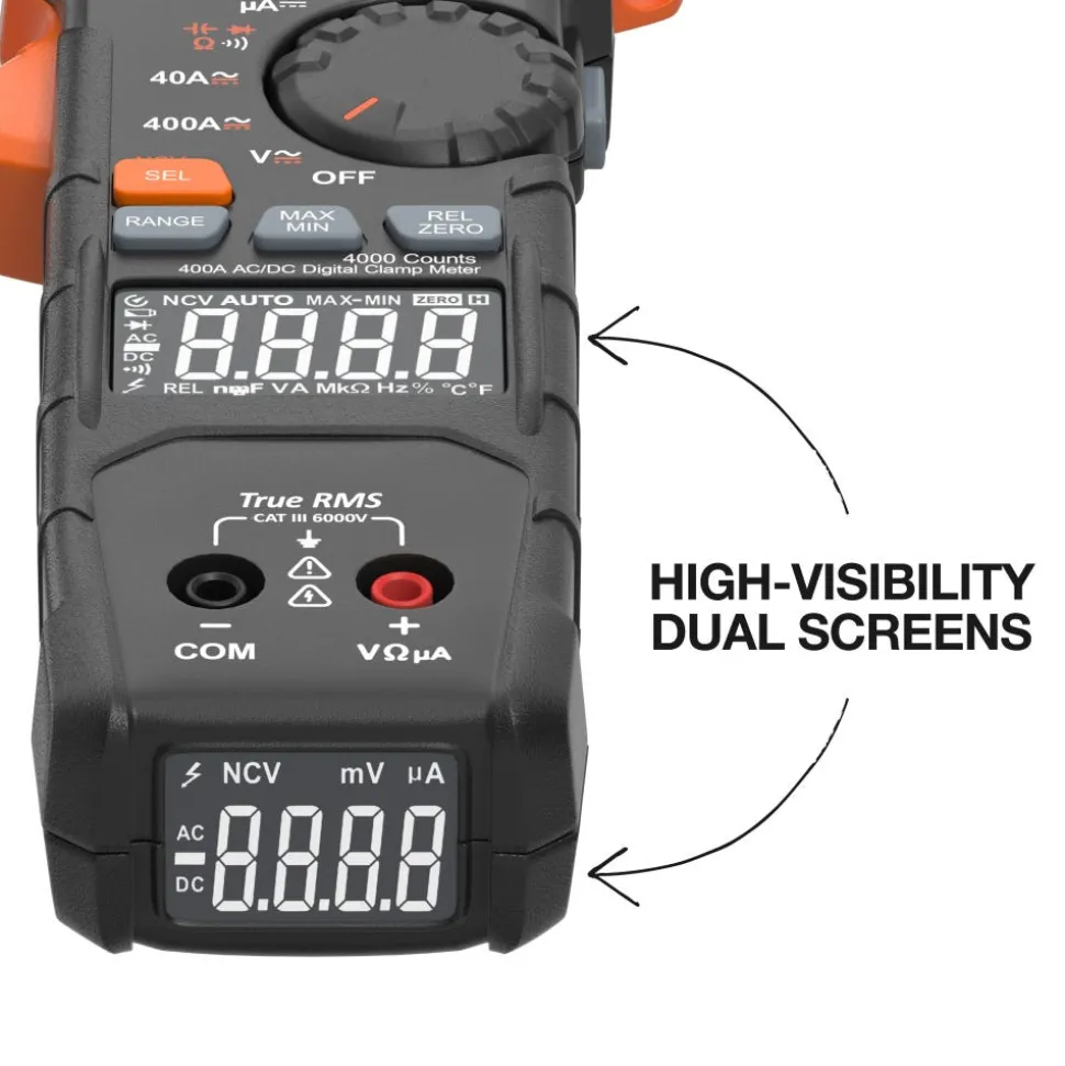 Klein Tools 400A AC/DC Dual-Display Auto-Ranging Digital Clamp Meter CL490
