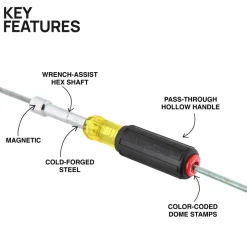 Klein Tools Color-Coded Hollow-Shaft Heavy-Duty Nut Driver, 1/2" 65412