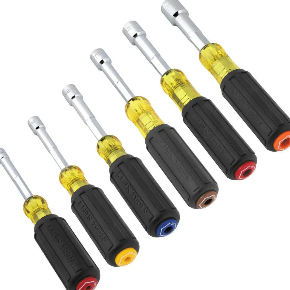Klein Tools Color-Coded Hollow-Shaft Heavy-Duty Nut Driver Set, 6-Piece 65456