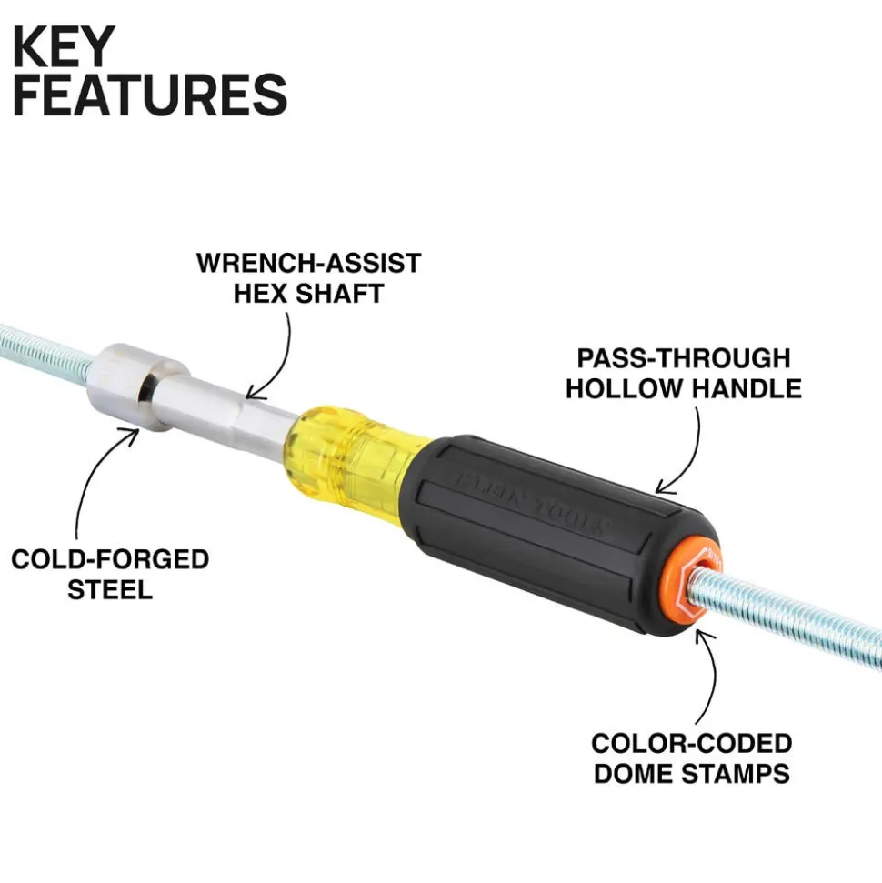 Klein Tools Color-Coded Hollow-Shaft Heavy-Duty Nut Driver Set, 6-Piece 65456
