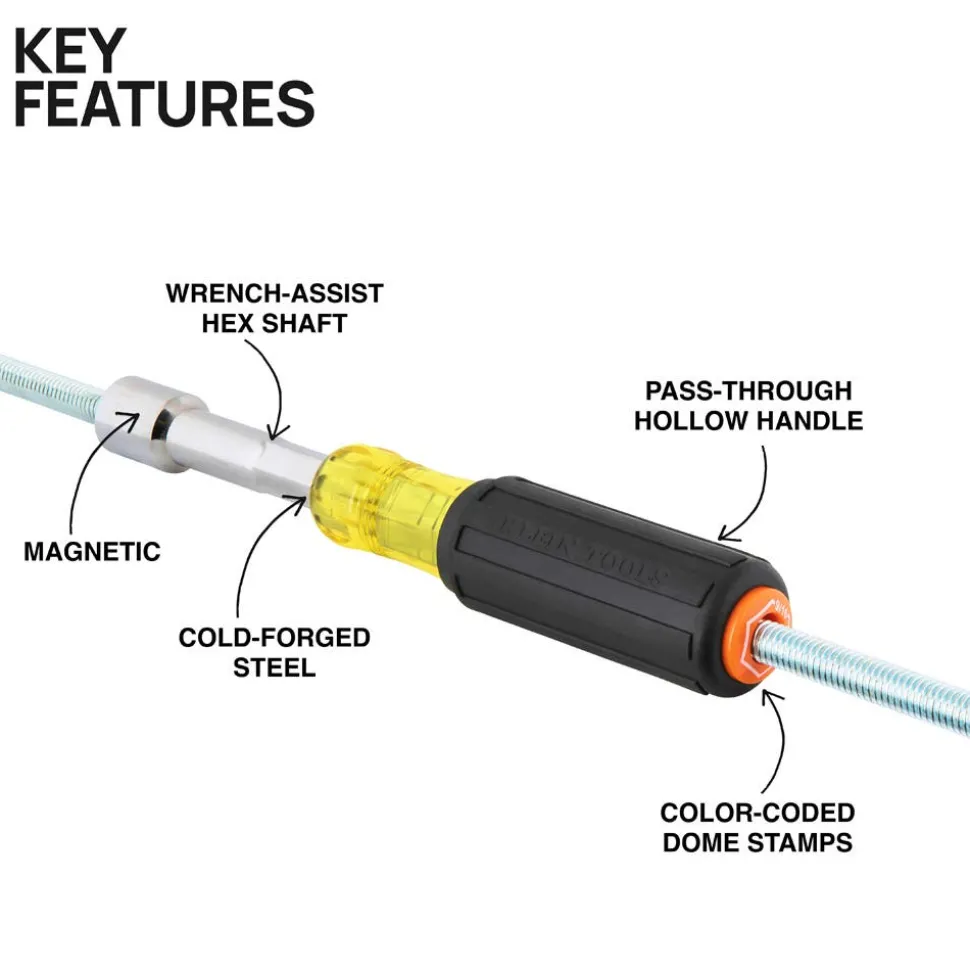 Klein Tools Color-Coded Magnetic Hollow-Shaft Heavy-Duty Nut Driver Set, 6-Piece 65456MAG