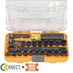 Klein Tools KNECT Essential Pass Through Impact Socket Set, SAE, Metric, 28-Piece 65400KNECT