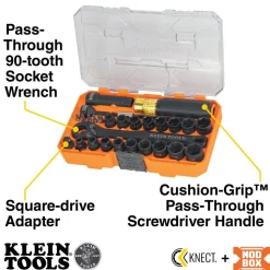 Klein Tools KNECT Essential Pass Through Impact Socket Set, SAE, Metric, 28-Piece 65400KNECT
