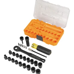 Klein Tools KNECT Essential Pass Through Impact Socket Set, SAE, Metric, 28-Piece 65400KNECT