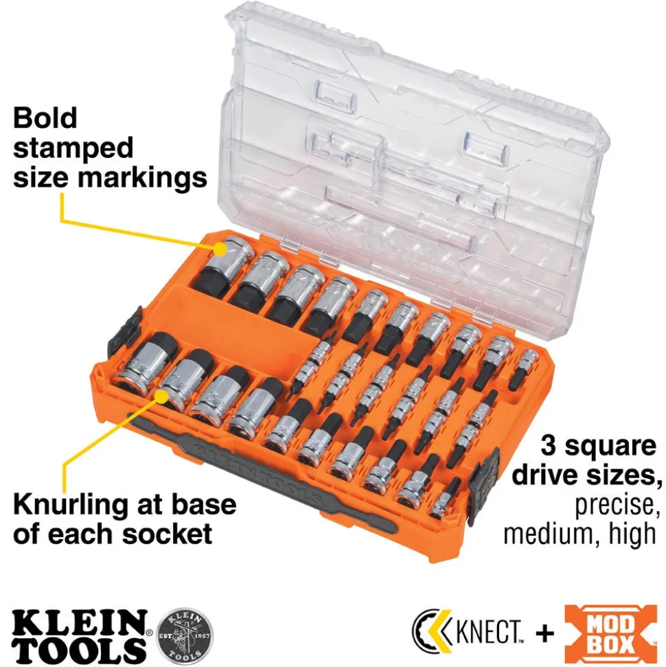 Klein Tools Knurled Hex Bit Socket Set, SAE and Metric, 33-Piece 65233HEX