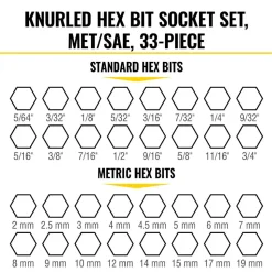 Klein Tools Knurled Hex Bit Socket Set, SAE and Metric, 33-Piece 65233HEX