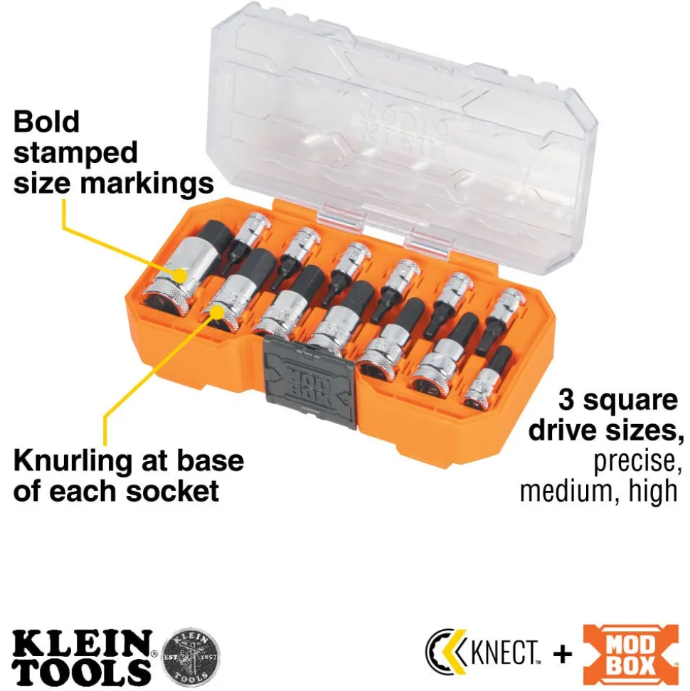 Klein Tools Knurled Hex Bit Socket Set, Metric, 13-Piece 65213HEXM