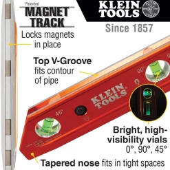 Klein Tools Lighted Torpedo Billet Level, Rare-Earth Magnet 935RBLT
