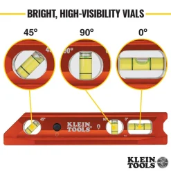 Klein Tools Lighted Torpedo Billet Level, Rare-Earth Magnet 935RBLT